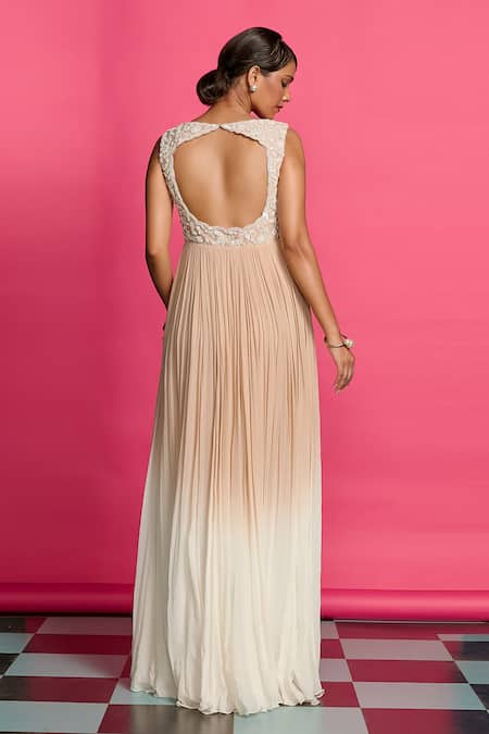 Priyanka Jain Pearl Garden Embroidered Ombre Anarkali With Dupatta 