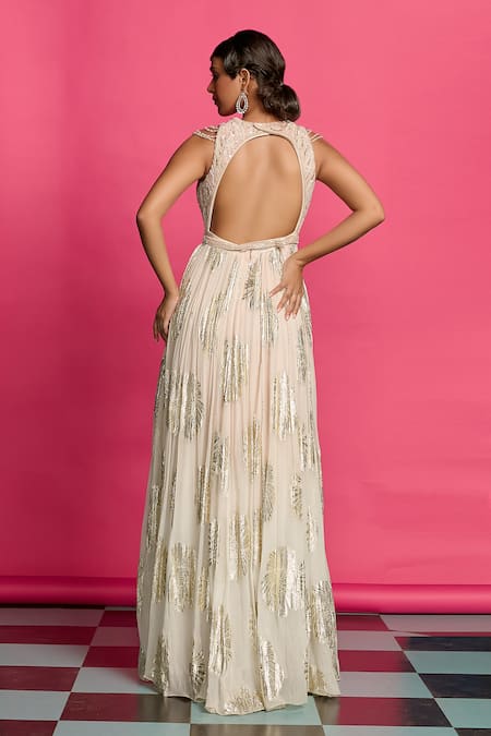 Priyanka Jain Floral Shimmer Ombre Anarkali Gown 