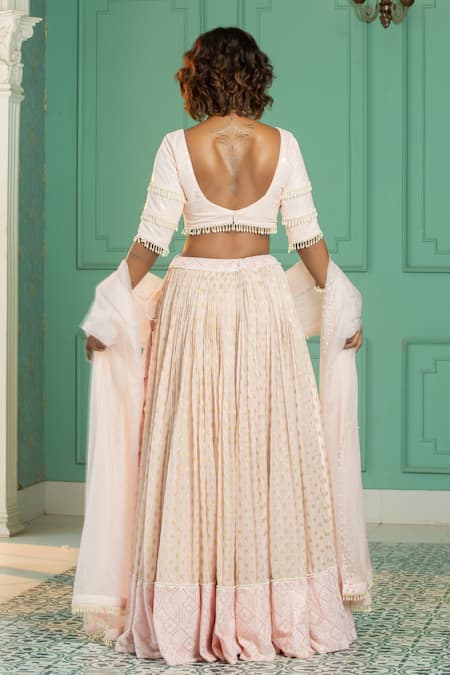 Monk & Mei By Sonia Anand Geometric Brocade Woven Lehenga Set 