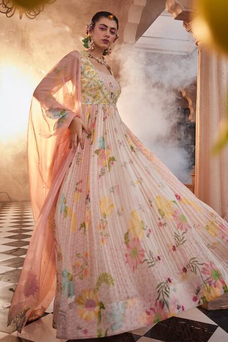 Show Shaa Pink Chiffon, Organza, Crepe Sequins, Flower Print Anarkali With Dupatta Online at Aza Fashions Show Shaa_Pink Chiffon, Organza, Crepe Sequins, Flower Print Anarkali With Dupatta _Online_at_Aza_Fashions