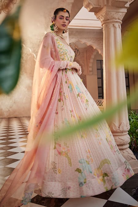 Buy Show Shaa Pink Chiffon, Organza, Crepe Sequins, Flower Print Anarkali With Dupatta Online at Aza Fashions Buy_Show Shaa_Pink Chiffon, Organza, Crepe Sequins, Flower Print Anarkali With Dupatta _Online_at_Aza_Fashions