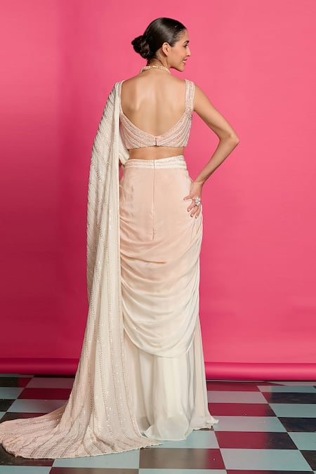 Priyanka Jain Ombre Embroidered Pre-Draped Saree With Blouse 