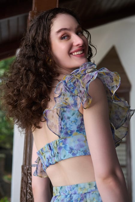 Verano By Tanya Eveline Floral Print Ruffle Crop top 