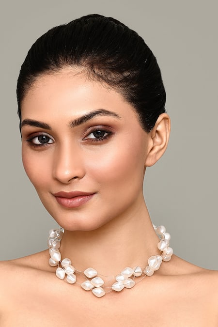 Samyukta Singhania Pearl Zircon Embellished Choker Necklace 