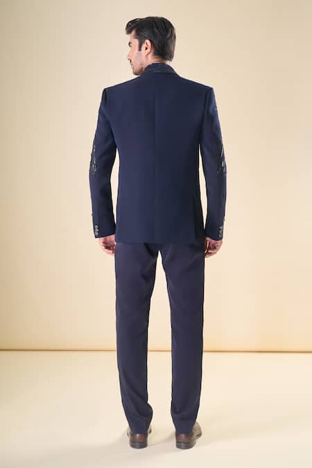 Arihant Rai Sinha Sequin Bead Hand Embroidered Tuxedo Bow Set 