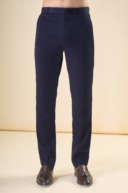 Arihant Rai Sinha_Blue Polyester, Cotton Sequins, Beads, Embroidery Hand Tuxedo Bow Set _Online_at_Aza_Fashions