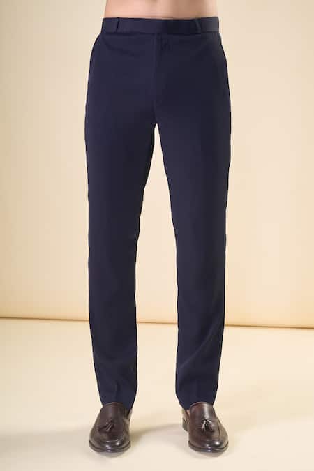 Arihant Rai Sinha_Blue Polyester, Silk Beads Hand Embroidered Tuxedo Pant Set _Online_at_Aza_Fashions