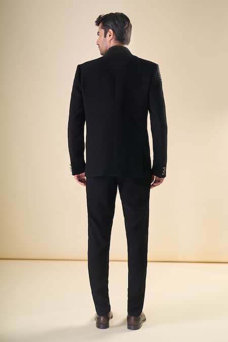 Arihant Rai Sinha Black Bead Hand Embroidered Tuxedo Set 