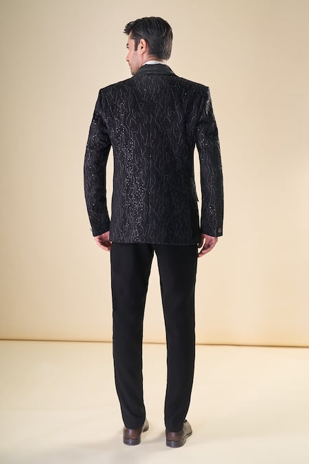 Arihant Rai Sinha Black Thread Hand Embroidered Tuxedo Set 