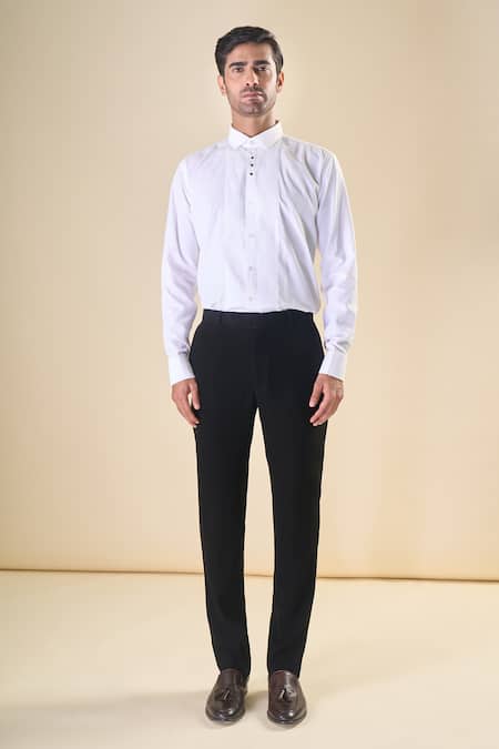 Arihant Rai Sinha_Black Polyester, Silk, Cotton Sequins, Embroidery Thread Hand Tuxedo Set _Online_at_Aza_Fashions