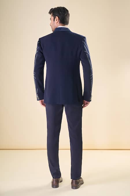 Arihant Rai Sinha Navy Cutdana Hand Embroidered Tuxedo Set 