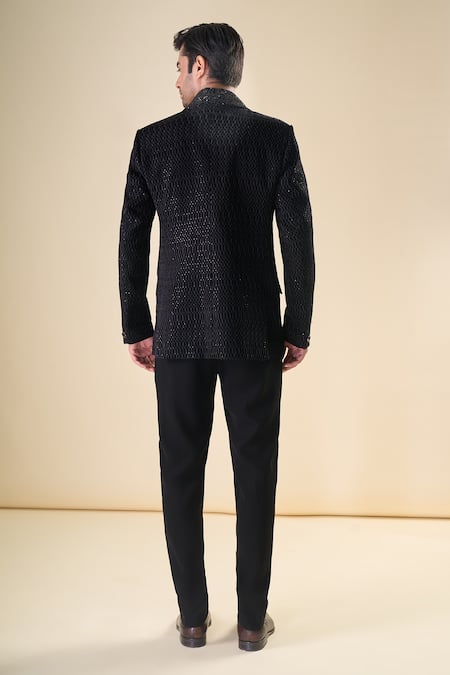 Arihant Rai Sinha Black Sequined Tuxedo Set 