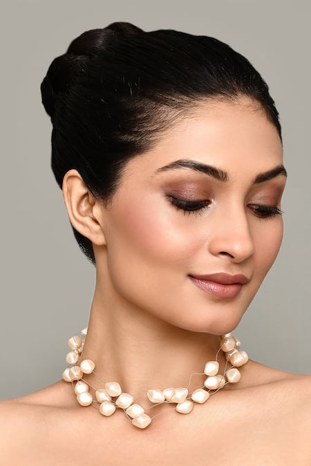 Buy_Nazaakat By Samara Singh_Gold Plated Pearl Zircon Embellished Layered Necklace _Online_at_Aza_Fashions