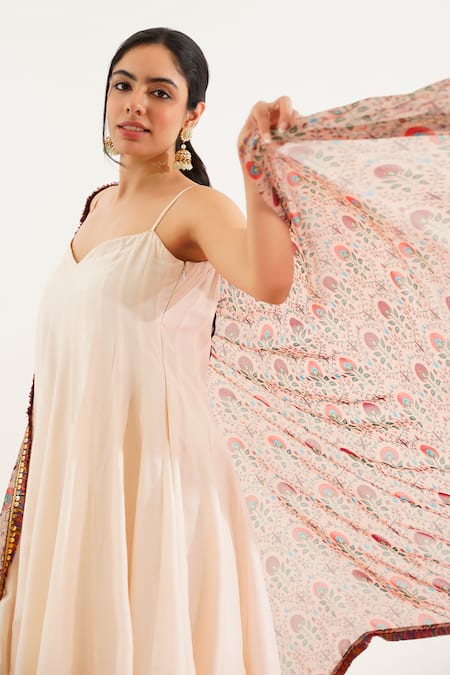 Shop_Tuli_Maroon Chiffon Embroidery Batasi Pushpa Floral Print Dupatta _Online_at_Aza_Fashions