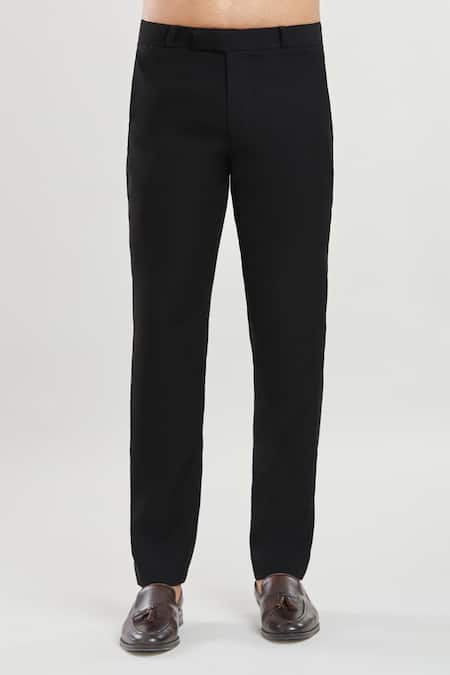 Shop Arihant Rai Sinha Black Polyester Beads Geometric Embroidered Tuxedo Pant Set Shop_Arihant Rai Sinha_Black Polyester Beads Geometric Embroidered Tuxedo Pant Set