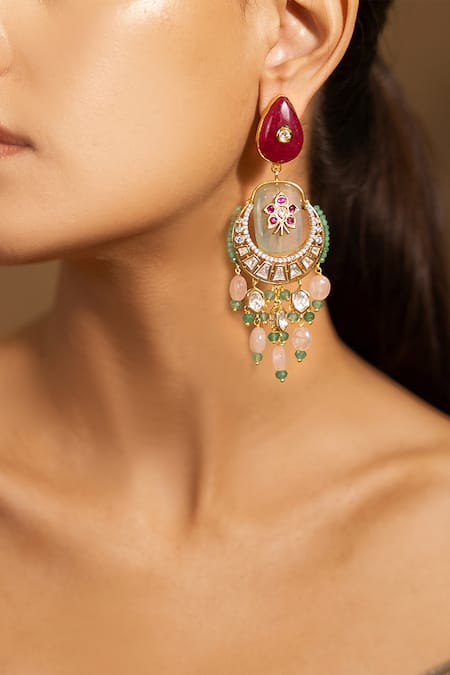 joules by radhika Chaand Kundan & Stone Embellished Earrings 