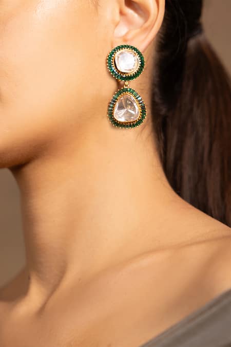 joules by radhika Polki & Stone Embellished Drop Earrings 