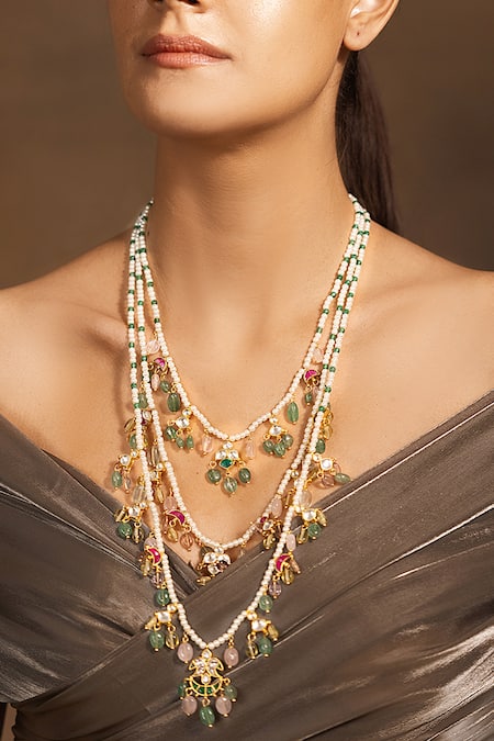 joules by radhika Stone Embellished Layered Necklace 