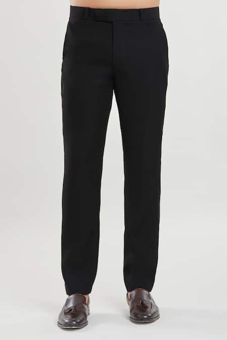 Shop_Arihant Rai Sinha_Black Satin, Polyester, Silk, Cotton Abstract Embroidered Tuxedo Set With Bow 