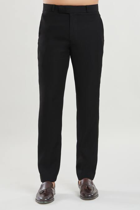 Shop Arihant Rai Sinha Black Satin, Polyester Sequins, Embroidery Floral Pattern Tuxedo Set With Bow Shop_Arihant Rai Sinha_Black Satin, Polyester Sequins, Embroidery Floral Pattern Tuxedo Set With Bow