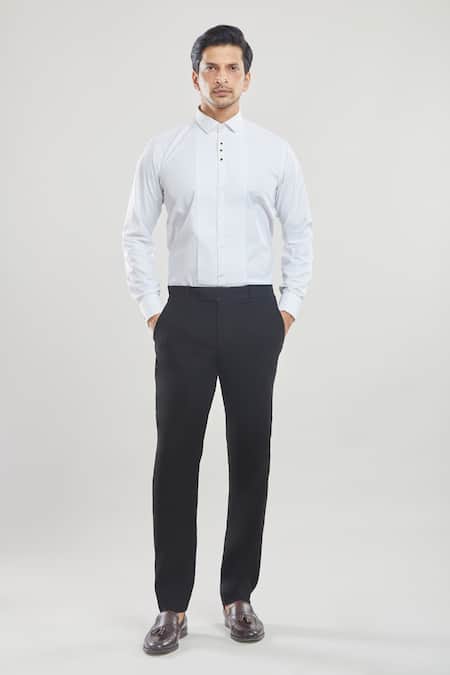 Arihant Rai Sinha_Black Satin, Polyester, Silk, Cotton Sequins, Embroidery Mirror Tuxedo Set _Online_at_Aza_Fashions