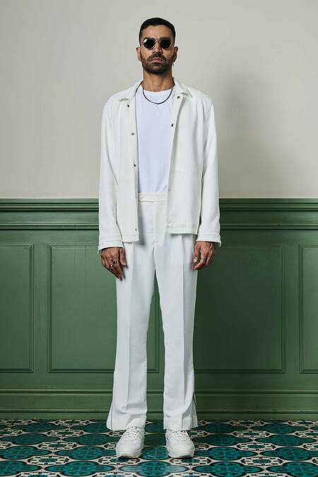 Buy Asuka White Cotton, Spandex Textured Knit Jacket Online at Aza Fashions Buy_Asuka_White Cotton, Spandex Textured Knit Jacket _Online_at_Aza_Fashions