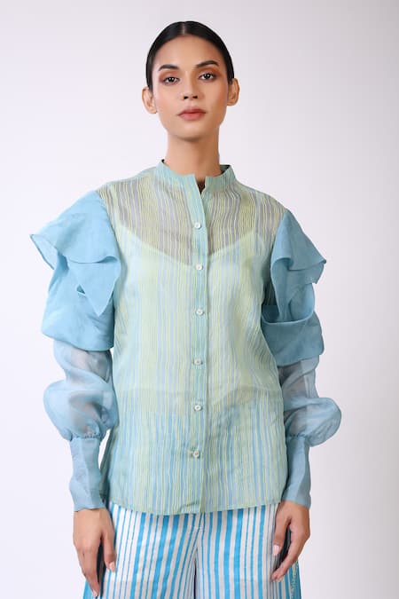 Shilpi Gupta Hand Block Print Sheer Shirt 