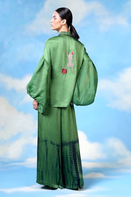 Shilpi Gupta Patchwork Embroidered Shirt & Shibori Pattern Trouser Set 