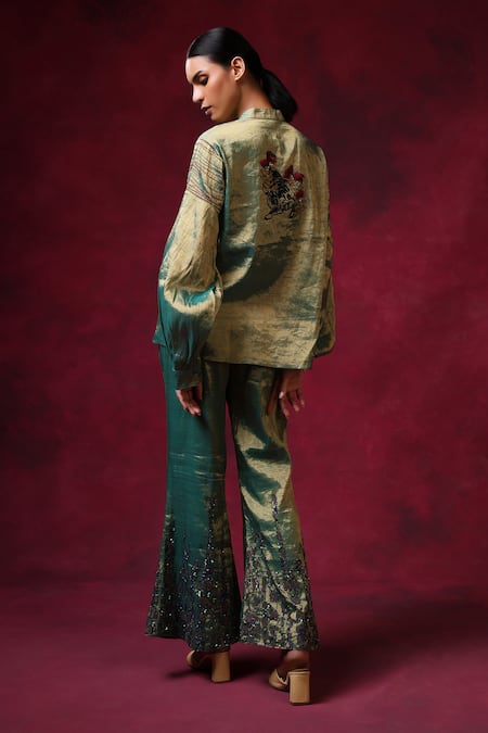 Shilpi Gupta Floral Placement Embroidered Shirt & Sharara Set 