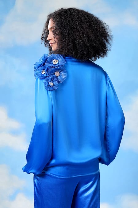 Shilpi Gupta Flower Applique Embroidered Shirt 