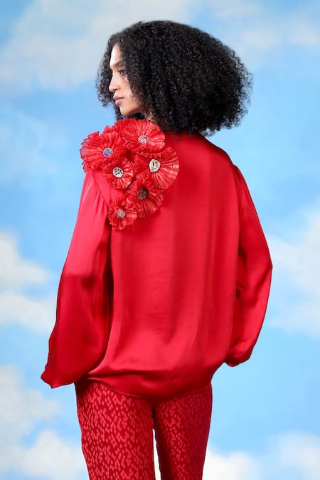 Shilpi Gupta Floral Applique Embroidered Shirt 