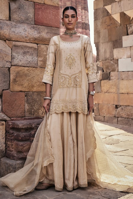 Buy Kritika Dawar Ivory , Organza Gota Patti, Pearls, Alaya Gul Kurta Sharara Set Online at Aza Fashions Buy_Kritika Dawar_Ivory , Organza Gota Patti, Pearls, Alaya Gul Kurta Sharara Set _Online_at_Aza_Fashions