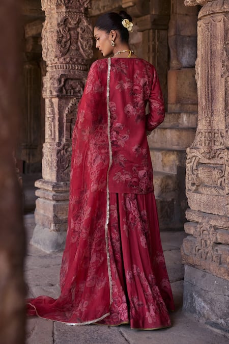 Kritika Dawar Gulbagh Flora Print Kurti Sharara Set 