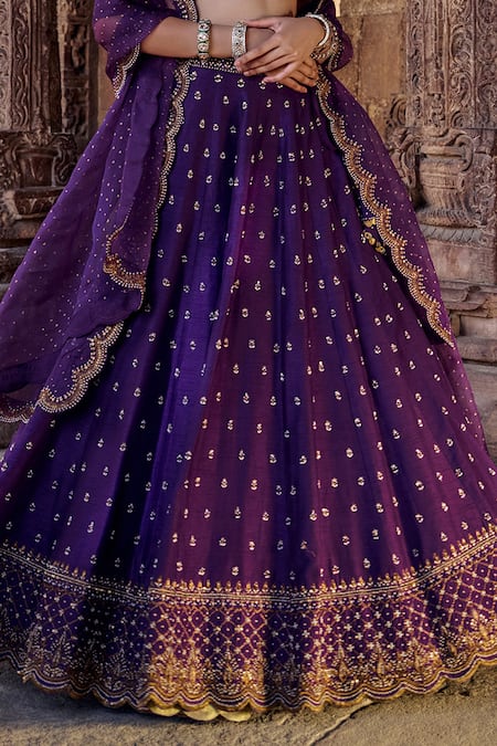 Buy Kritika Dawar Purple , Organza Embroidery, Raya Florin Bahar Bridal Lehenga Set Online at Aza Fashions Buy_Kritika Dawar_Purple , Organza Embroidery, Raya Florin Bahar Bridal Lehenga Set _Online_at_Aza_Fashions