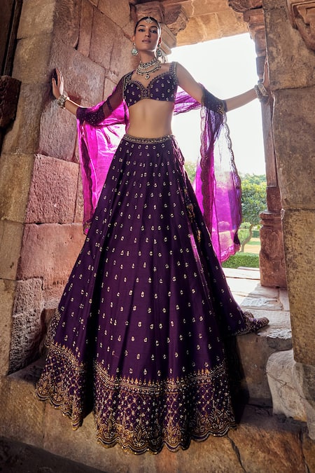 Kritika Dawar Purple , Organza Embroidery, Raya Florin Bahar Bridal Lehenga Set at Aza Fashions Kritika Dawar_Purple , Organza Embroidery, Raya Florin Bahar Bridal Lehenga Set _at_Aza_Fashions