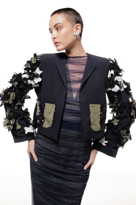 Sameer Madan Azzurro Cropped Jacket 