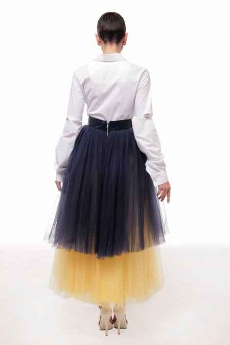 Sameer Madan Island Long Tiered Skirt 