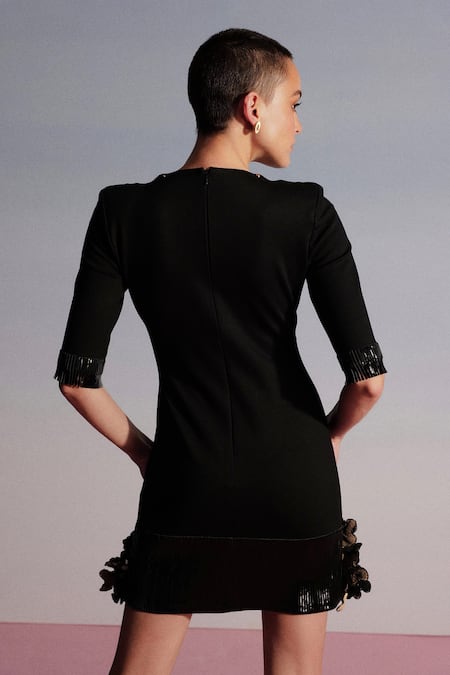 Sameer Madan Gin Daisy Sequin Embroidered Bodycon Dress 