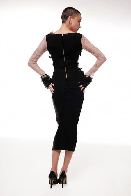 Sameer Madan La Louisiane Sequin Embroidered Ruched Bodycon Dress 