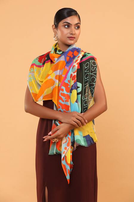 Modarta Multi Color Abstract Print Shawl at Aza Fashions Modarta_Multi Color Abstract Print Shawl _at_Aza_Fashions