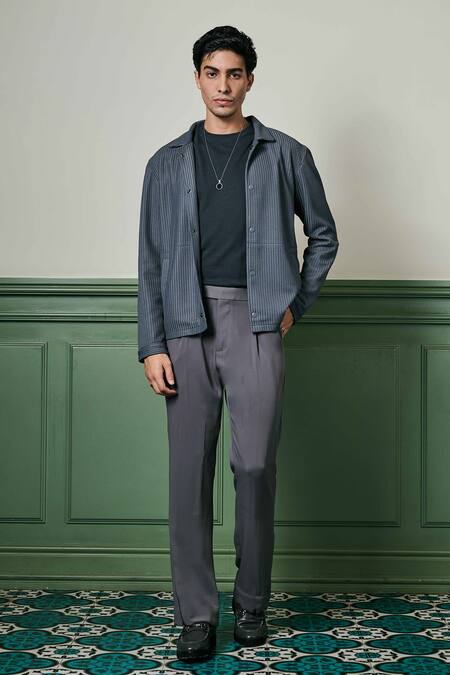 Asuka Grey Cotton, Spandex Textured Knit Jacket at Aza Fashions Asuka_Grey Cotton, Spandex Textured Knit Jacket _at_Aza_Fashions