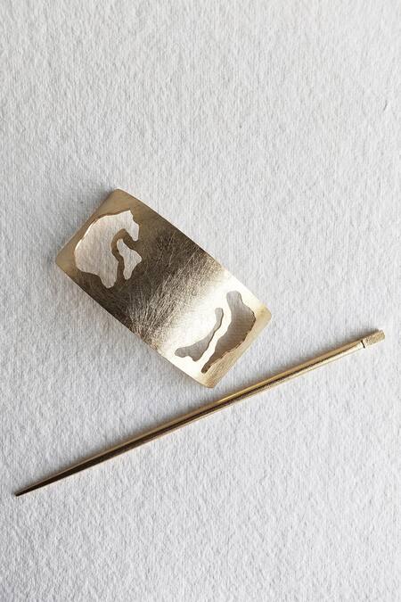 Buy_DE'Anma_Gold Quanah Abstract Shaped Hair Bun _Online_at_Aza_Fashions