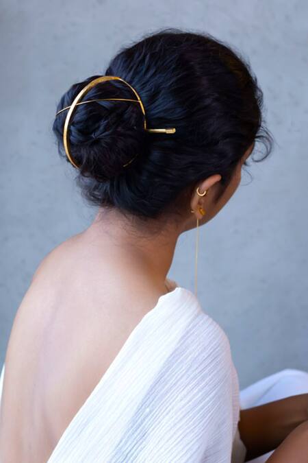 Shop_DE'Anma_Gold Qinisa Criss Cross Shaped Full Hair Bun 