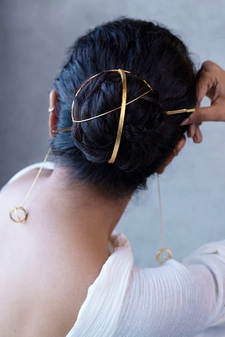 Buy_DE'Anma_Gold Qinisa Criss Cross Shaped Hair Bun 