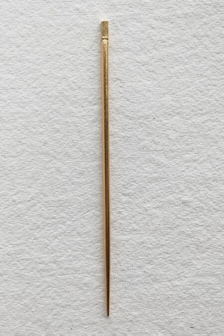 Shop DE'Anma Gold Bisect Shaped Hair Bun Online at Aza Fashions Shop_DE'Anma_Gold Bisect Shaped Hair Bun _Online_at_Aza_Fashions