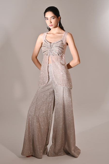 BAANI KHURANA Sequin Embellished Slit Kurta With Sharara 