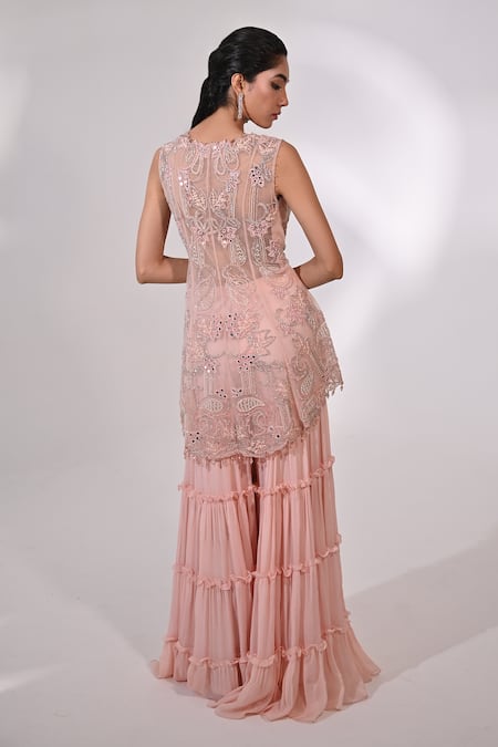 BAANI KHURANA Floral Sequin Embellished Slit Kurta Sharara Set 