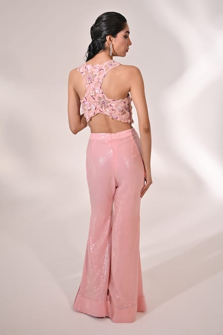 BAANI KHURANA Floral Applique Embellished Waistcoat With Sharara 