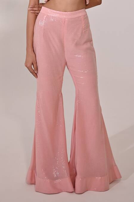 BAANI KHURANA_Pink Georgette Sequins, Beads, Floral Embellished Waistcoat With Sharara _Online_at_Aza_Fashions