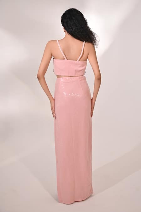 BAANI KHURANA Floral Applique Bustier With Slit Skirt 